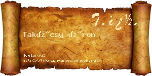 Takácsy Áron névjegykártya